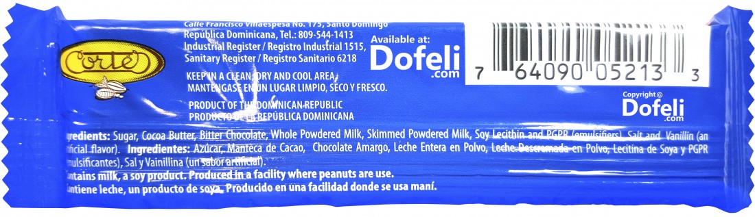 Sweet Dominican Republic Mr. Milk chocolate bar with creamy milk chocolate flavor from traditional recipes by Cortés Hermanos.